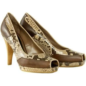 Marni Python Leather Peep-Toe Pumps
