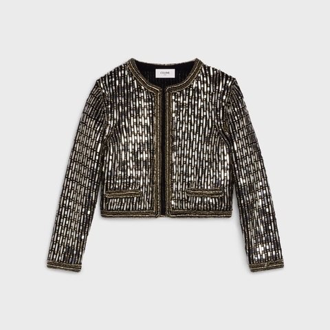 Céline Embroidered Cardigan Jacket in Black Ribbed Mohair.jpg