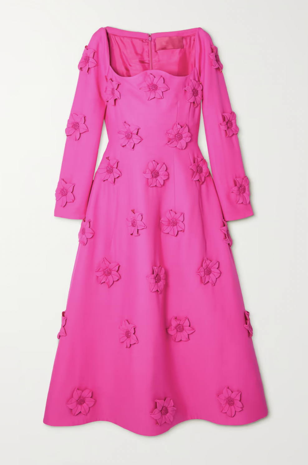 Valentino Appliquéd Wool and Silk-blend Crepe Midi Dress