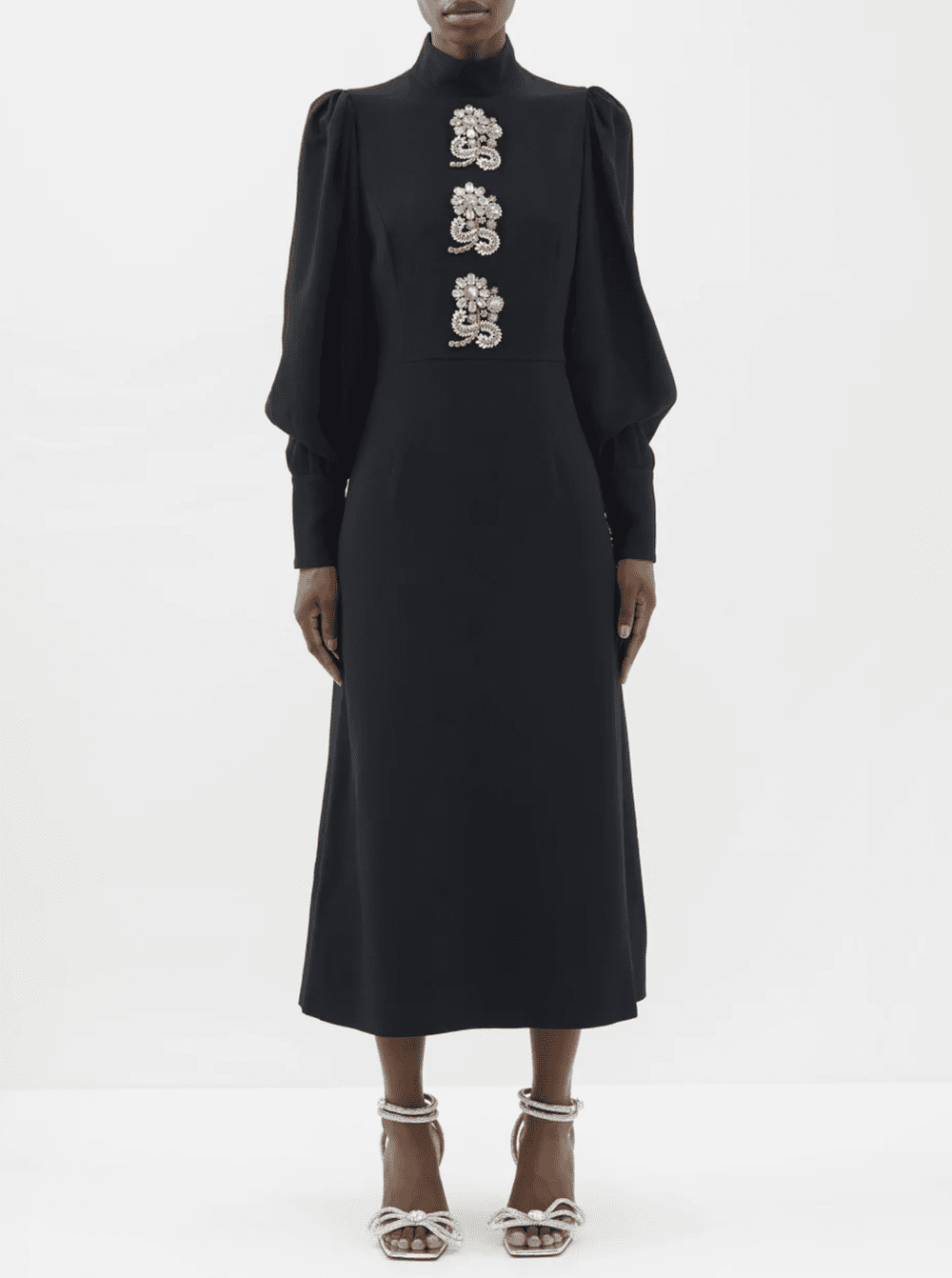 andrew gn black dress $2940 Andrew Gn Women's Black Beaded Teardrop Cutout Mock Neck Dress Size 40