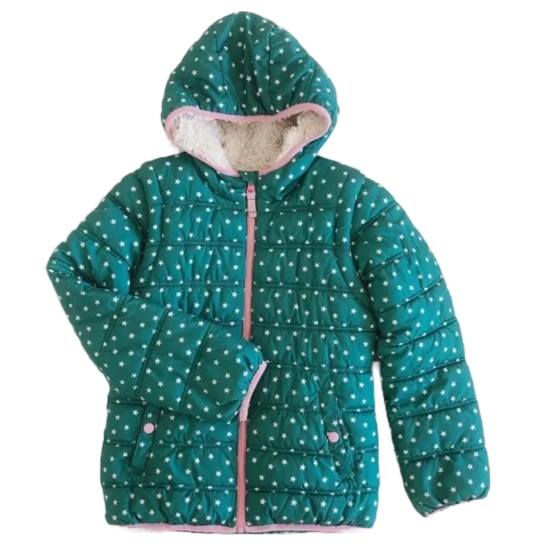 Mini Boden Cosy Two-in-One Padded Jacket in Green/Pink 