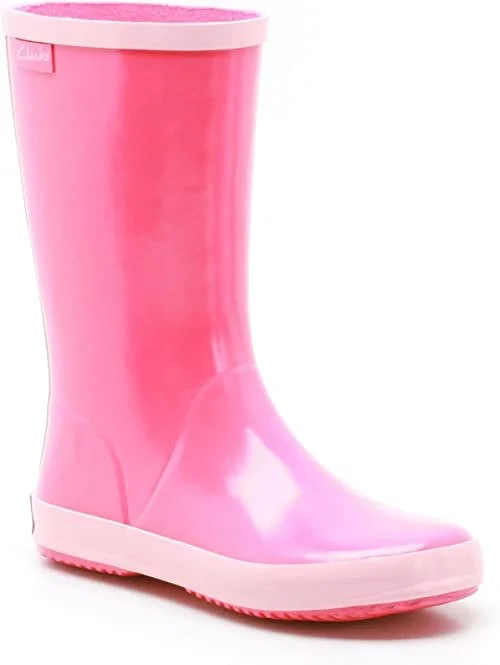 gráfico Médico Millas Clarks Girls Rubber Wellington Boots in Pink — UFO No More