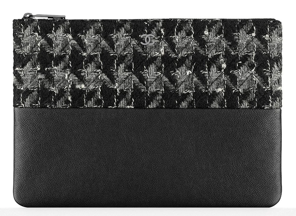 Chanel Tweed and Leather Pouch