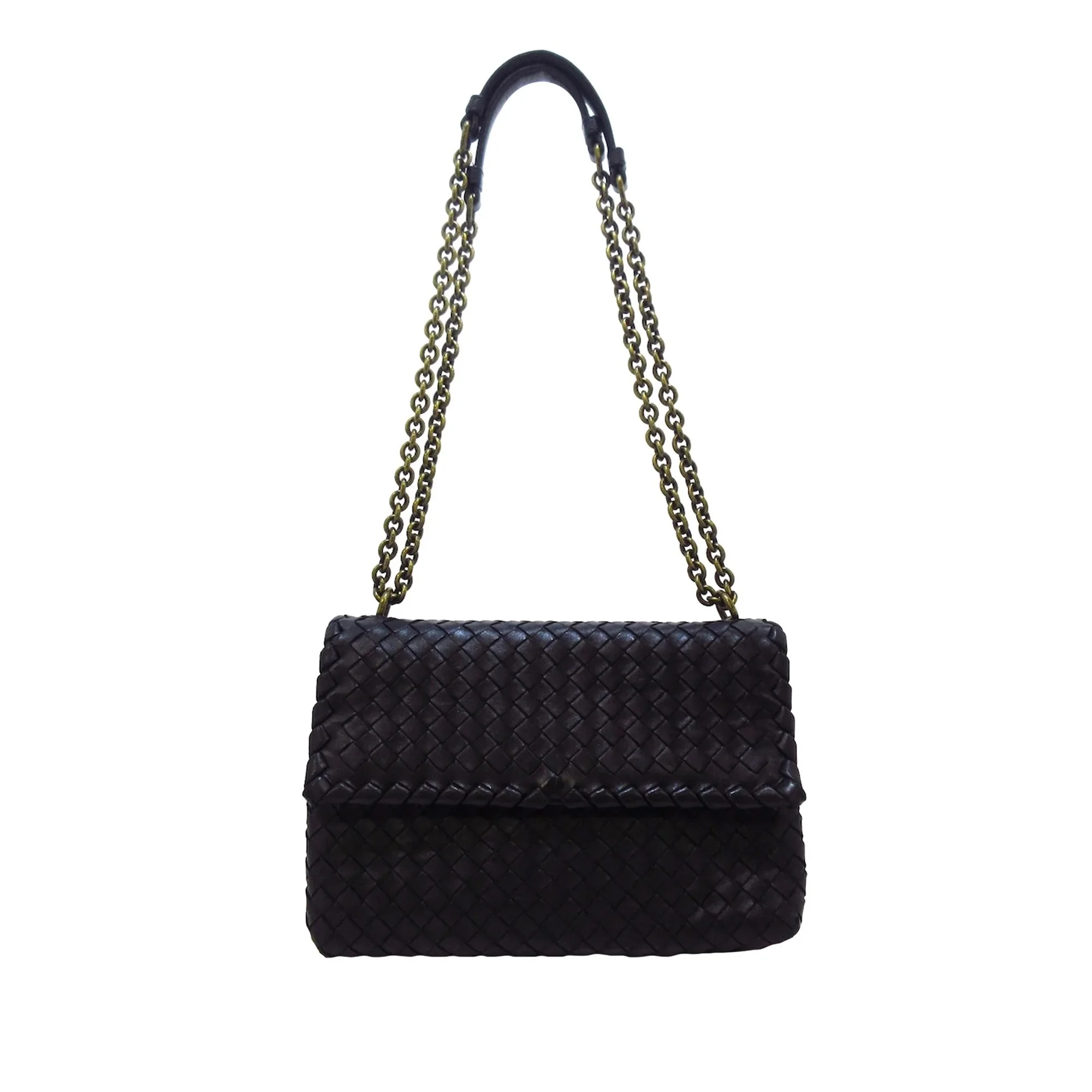 Bottega Veneta Baby Olimpia Intrecciato Shoulder Bag in Black