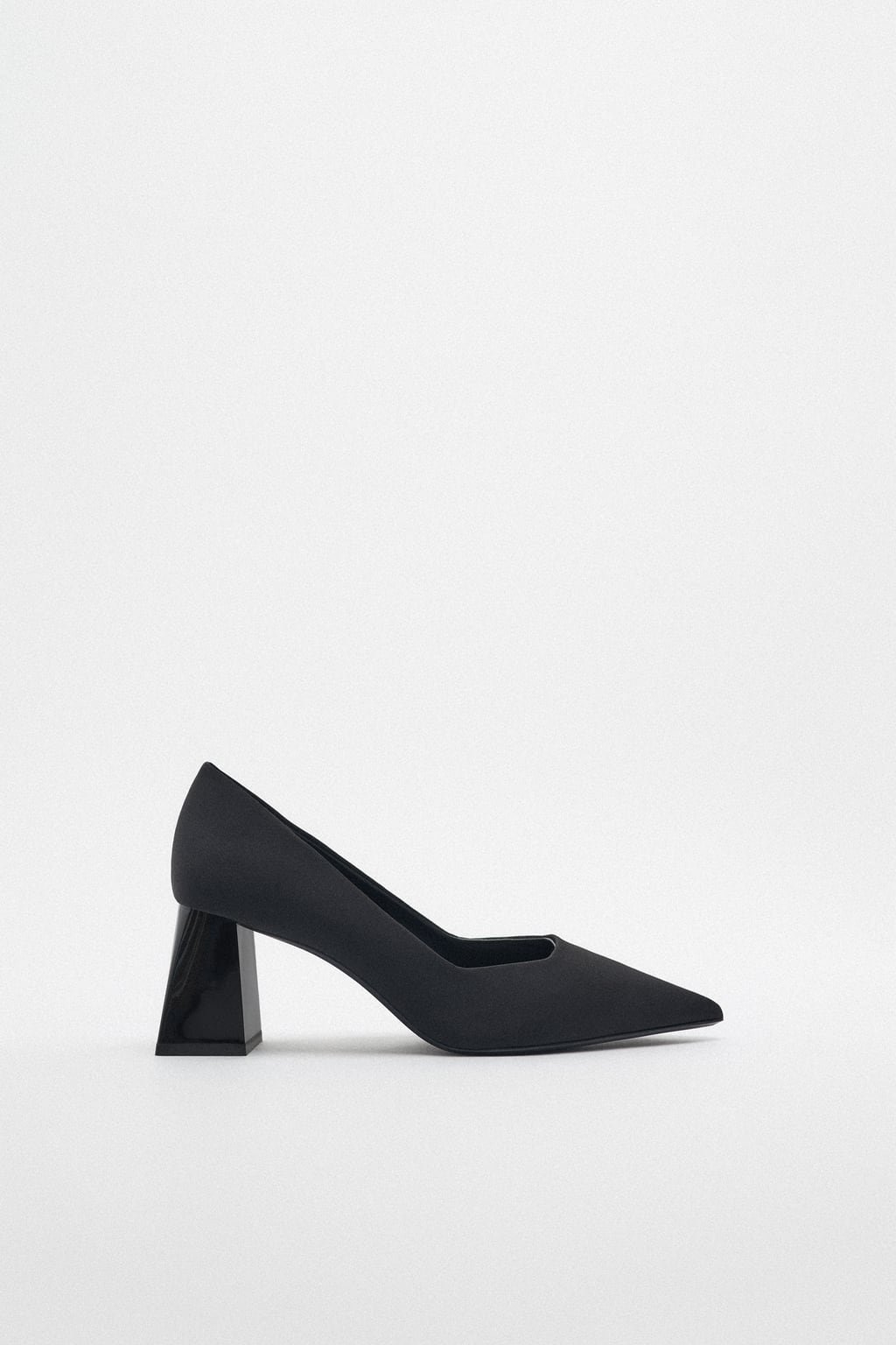 Zara Block Heel Fabric Pumps