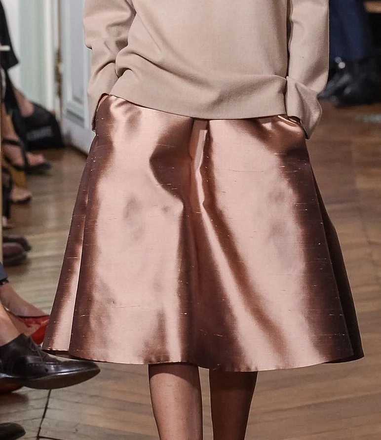 Natan Couture Silk Pleat Midi Skirt