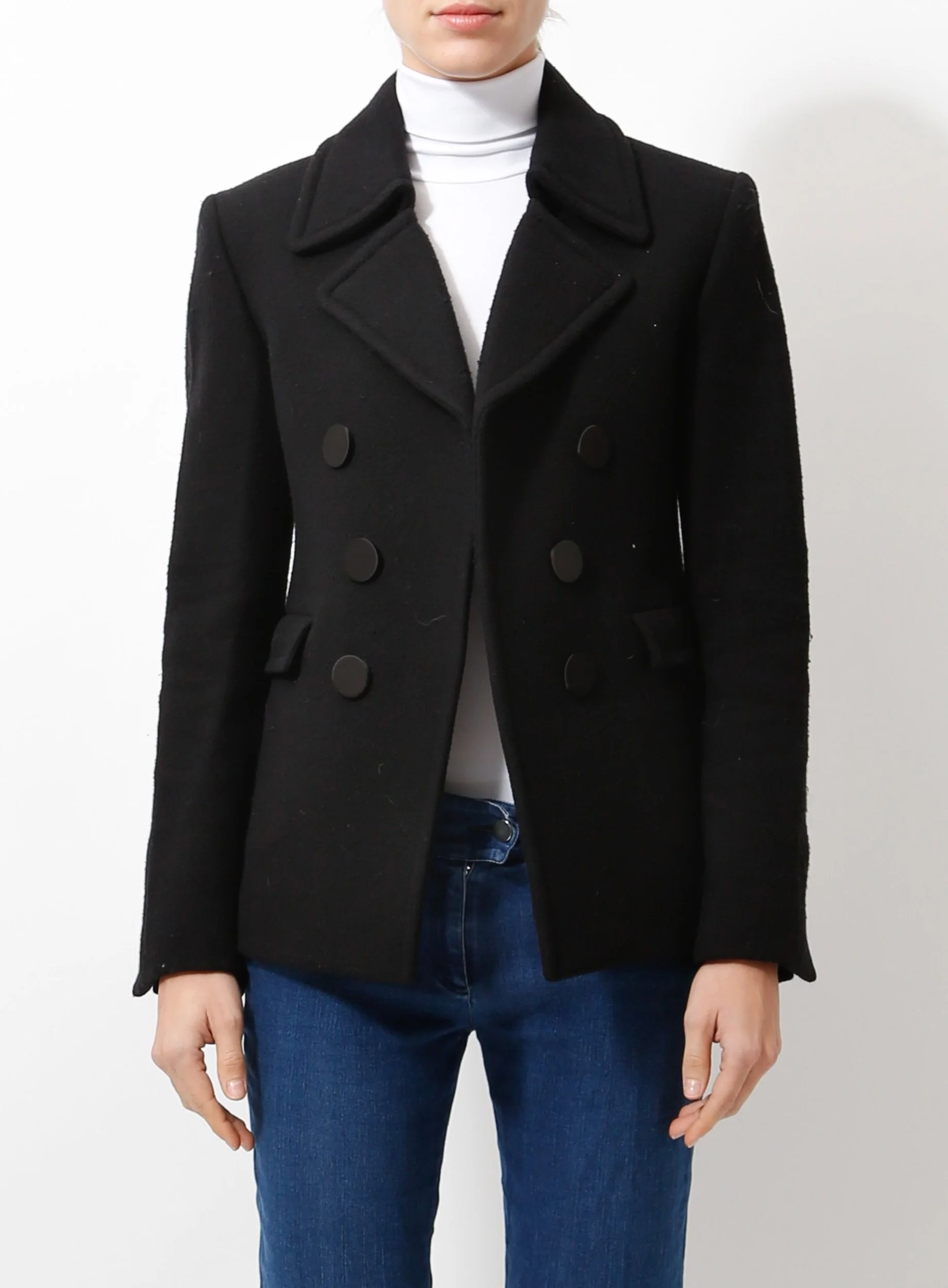 Celine Double-Breasted Wool Peacoat