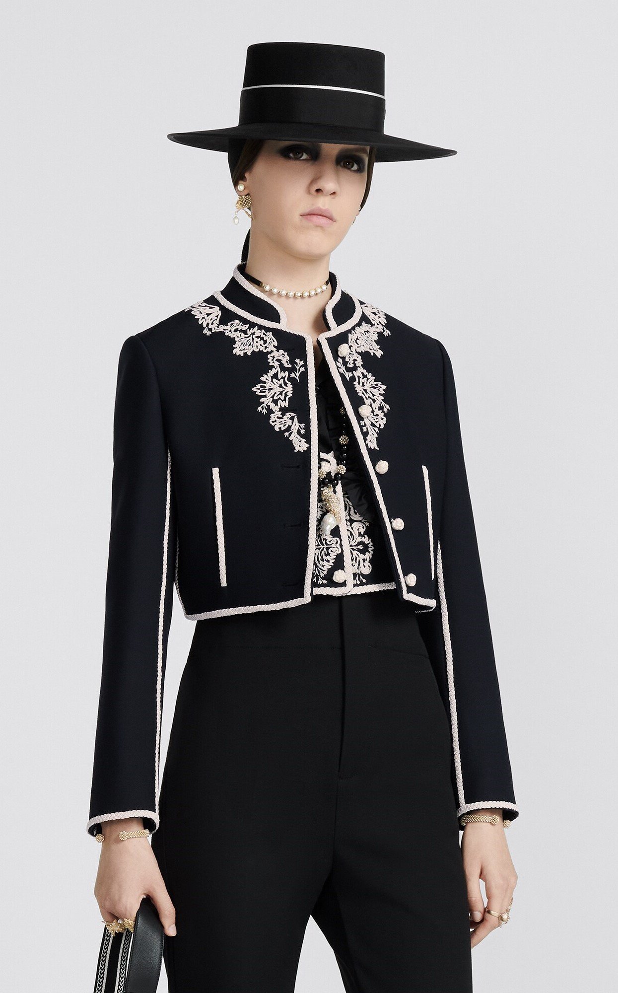 Christian Dior Embroidered Cropped Jacket in Black.jpg