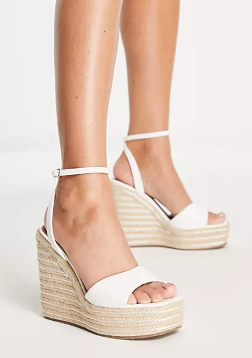 asos design topic espadrille wedges in beige