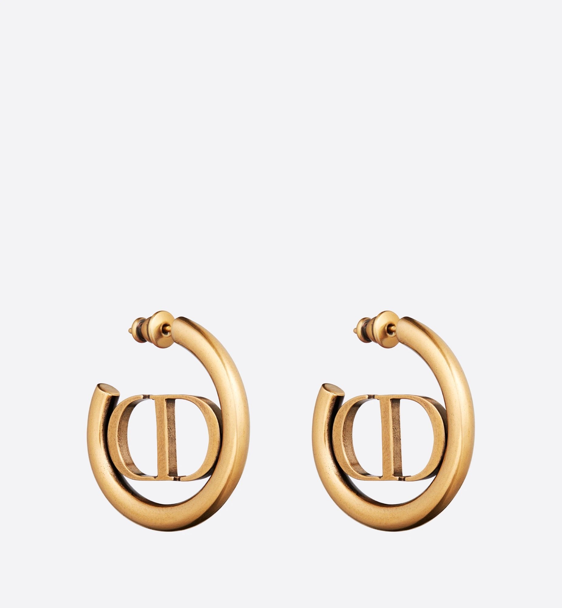 Christian Dior 30 Montaigne Hoop Earrings in Antique Gold-Finish Metal.jpg