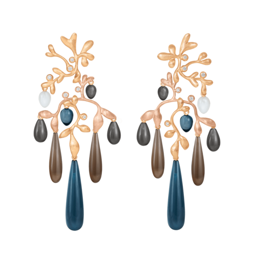 Ole Lynggaard Gypsy Earrings in Gold and Mixed Stones.png