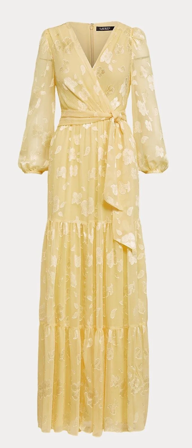 Lauren Ralph Lauren Crinkled Floral Jacquard Maxi Dress