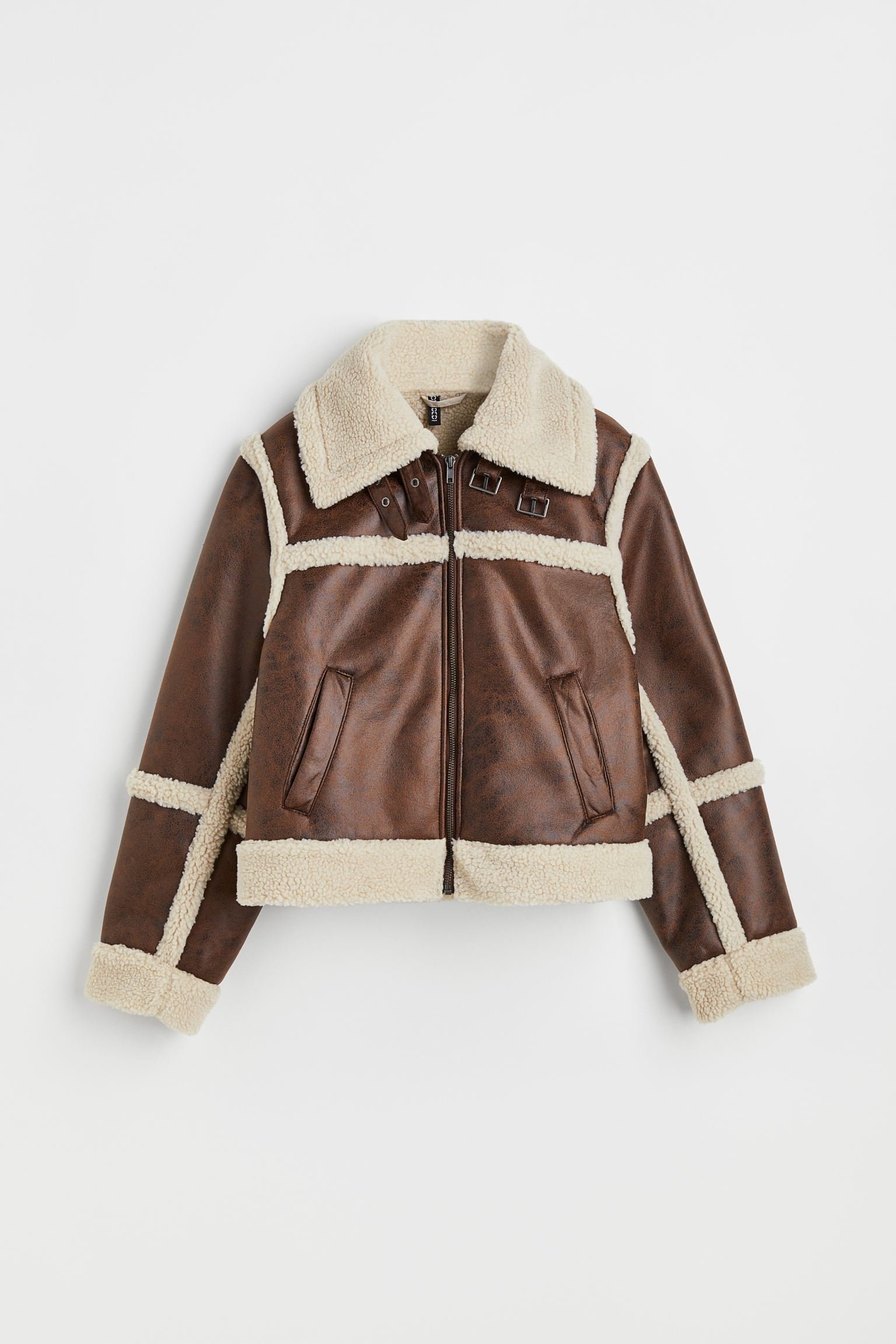 H&M Teddy-Lined Jacket in Dark BrownLight Beige.jpg