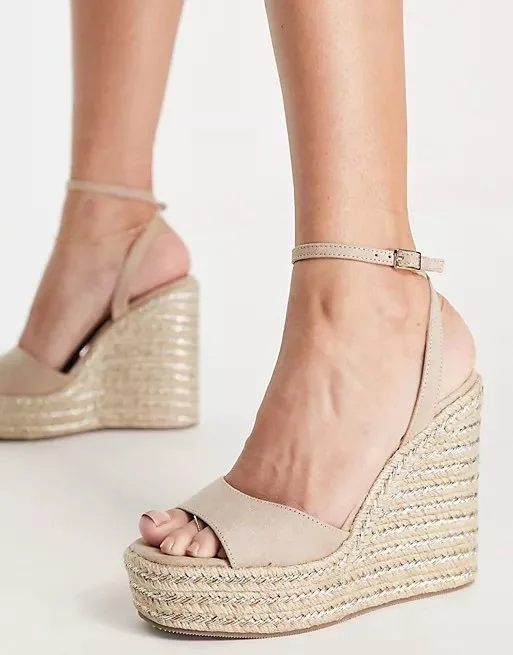 ASOS DESIGN Tasha Espadrilles Wedges in Neutral