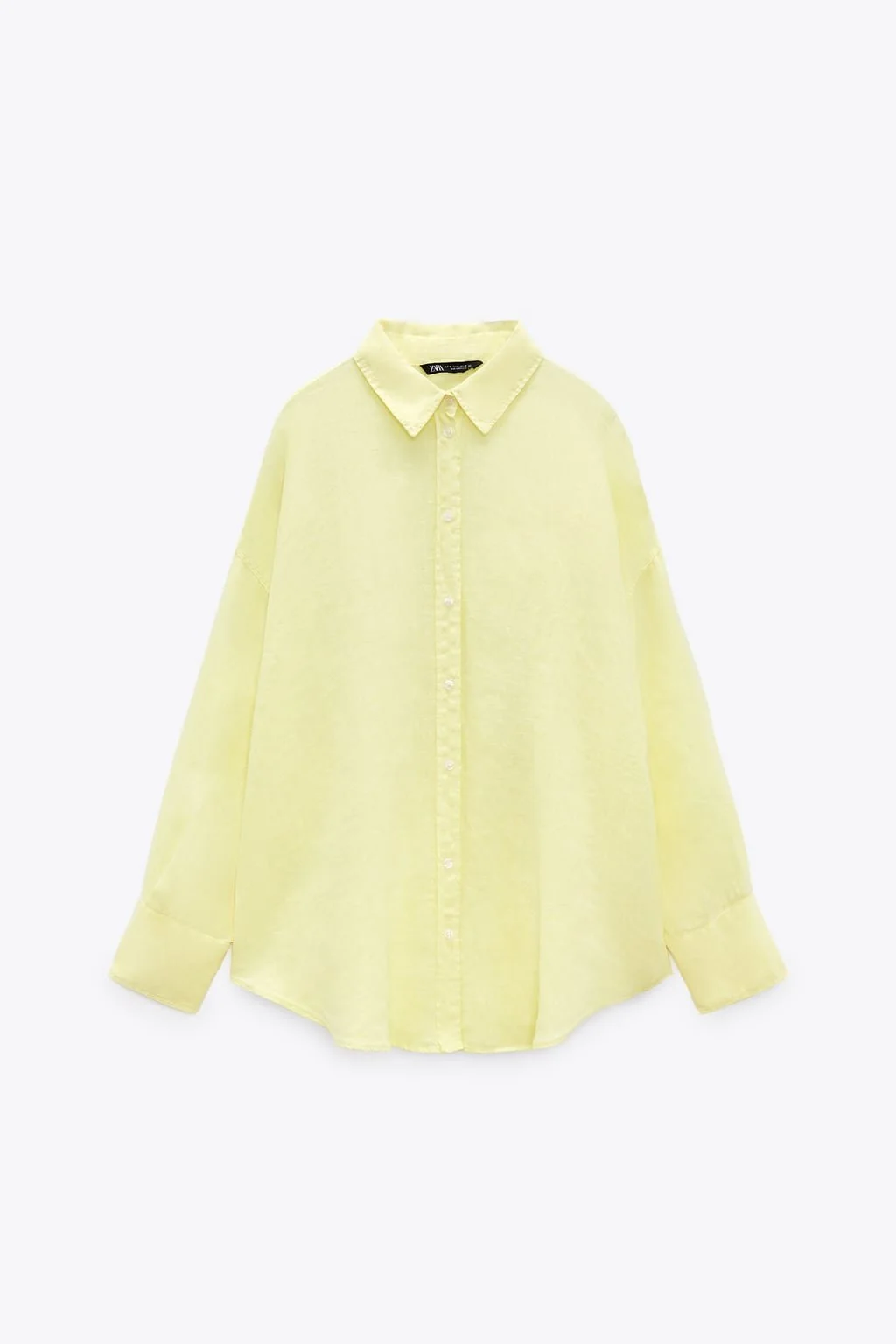 Zara Oversized Linen Shirt in Light Yellow