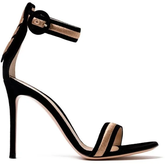 Gianvito Rossi Marshal Sandals in Black Metallic Embroidered