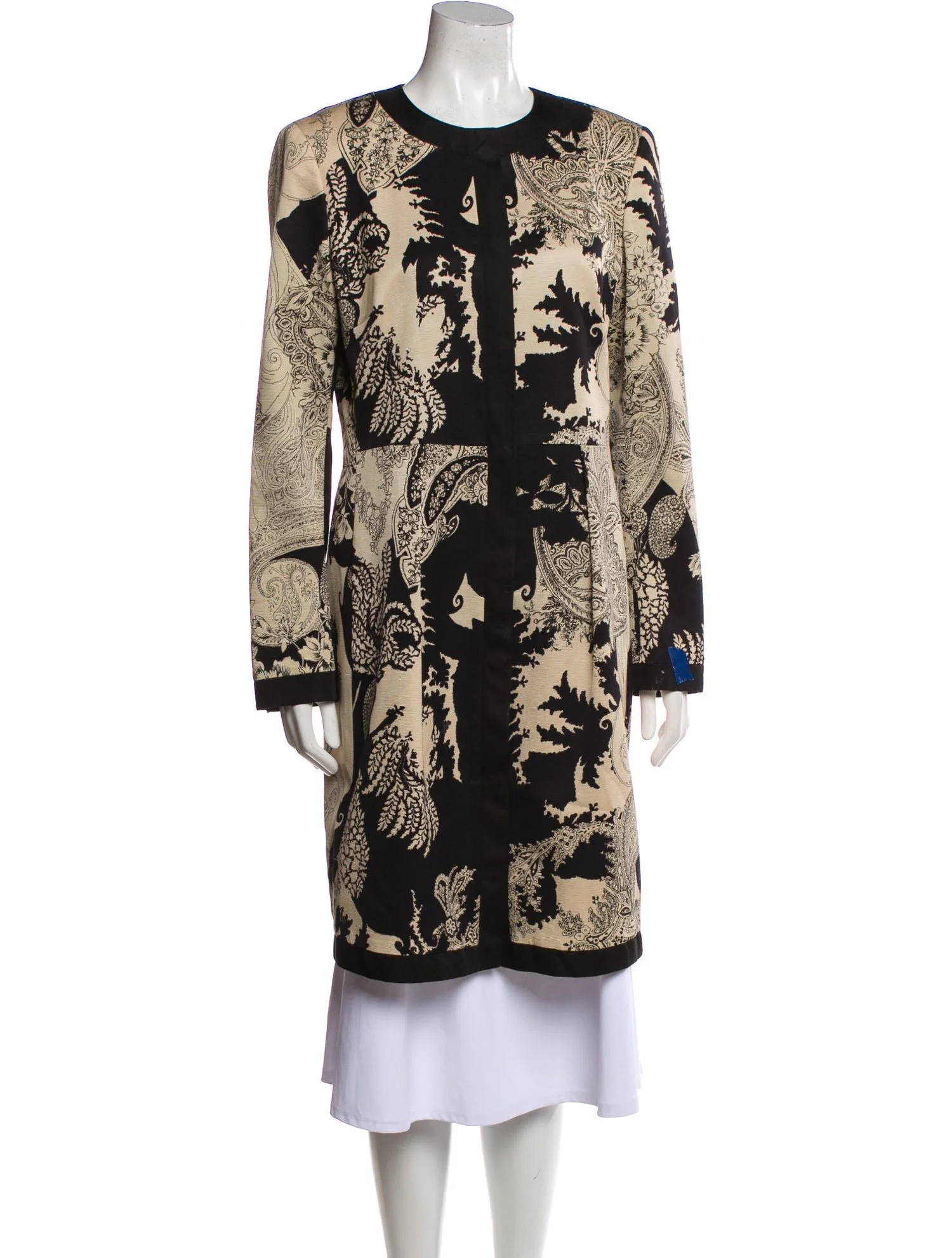 Etro Printed Satin Trim Coat
