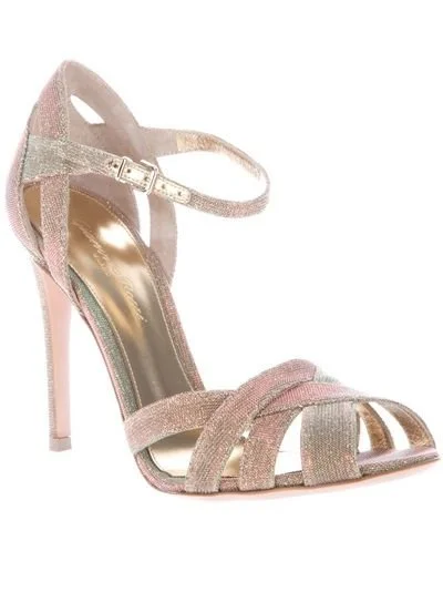 Gianvito Rossi Metallic Ankle Strap Sandals