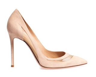 Gianvito Rossi Mesh-Paneled Pumps in Pink Suede