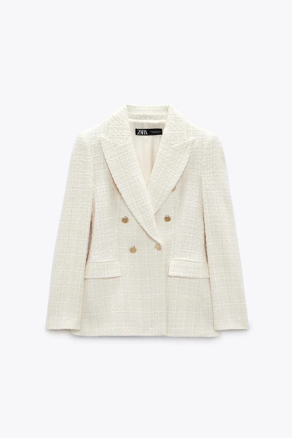 Zara Double-Breasted Textured Weave Jacket — UFO No More