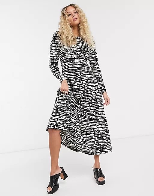 Topshop Tiered Midi Dress in Black.jpg