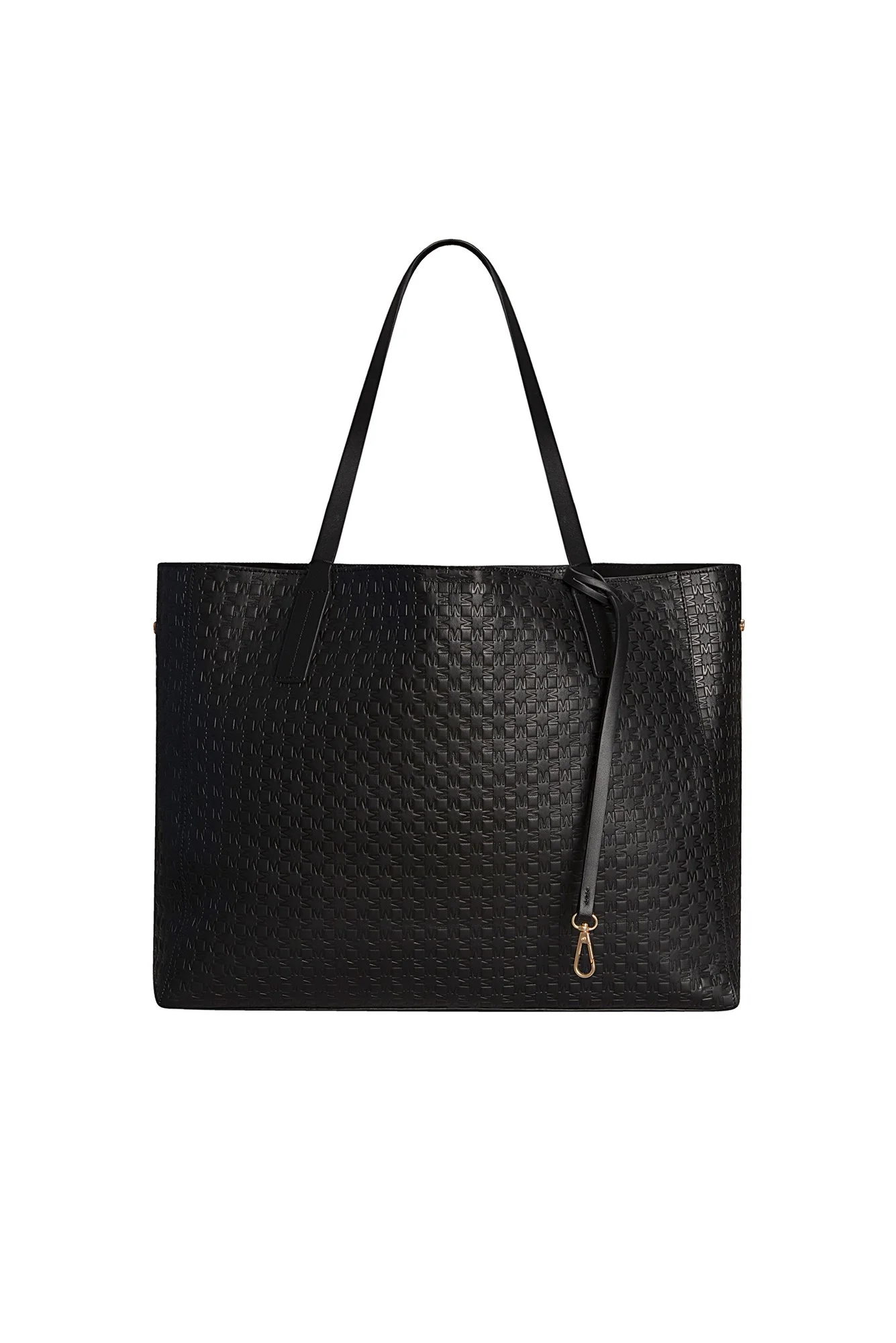 By Malina Leather Tote Bag in Black Embossed