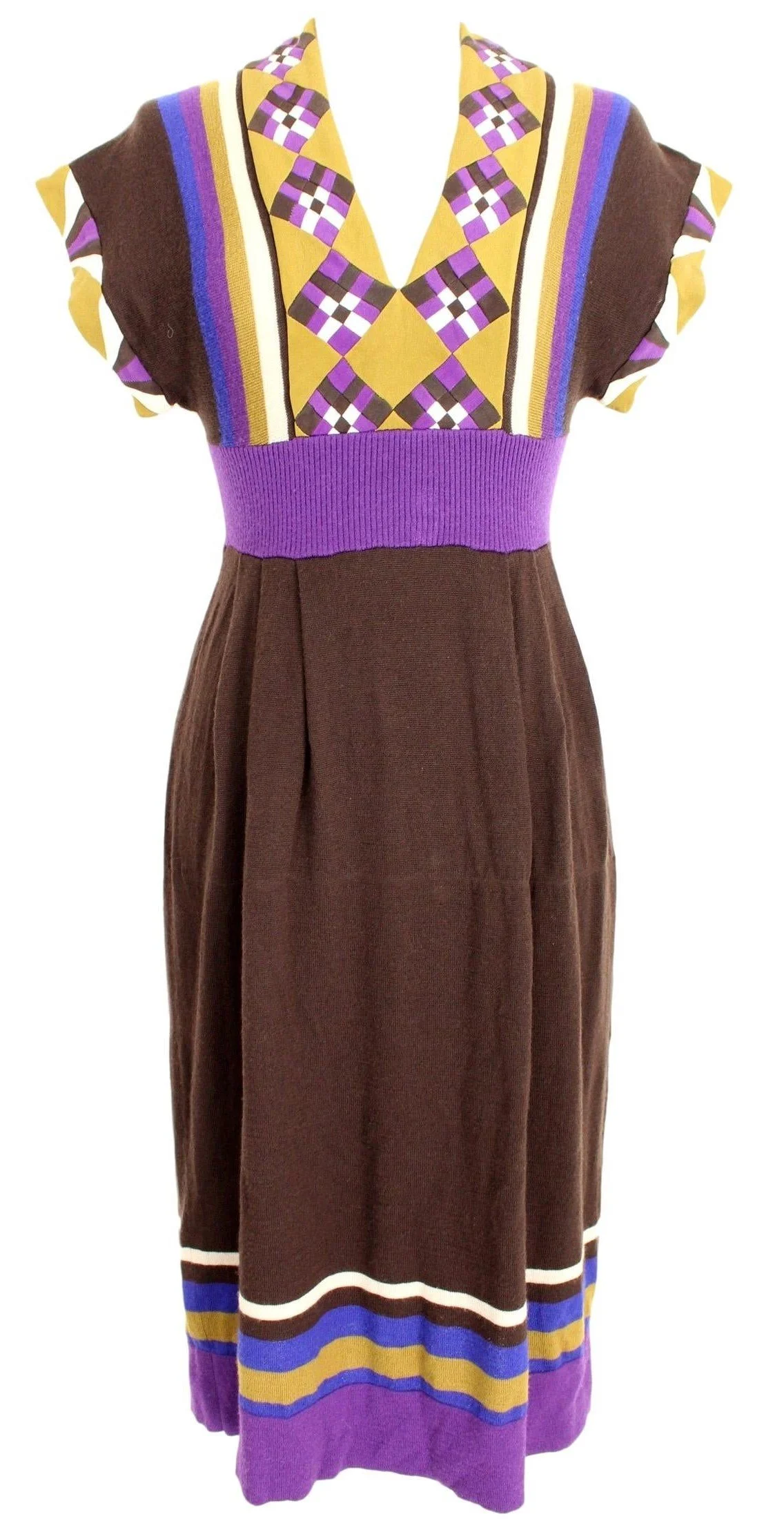 Kenzo Multicolour Dress with Printed Trim