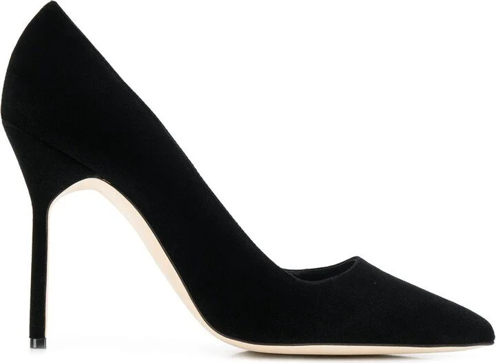 Manolo Blahnik BB Pointy Toe Pump in Black Suede