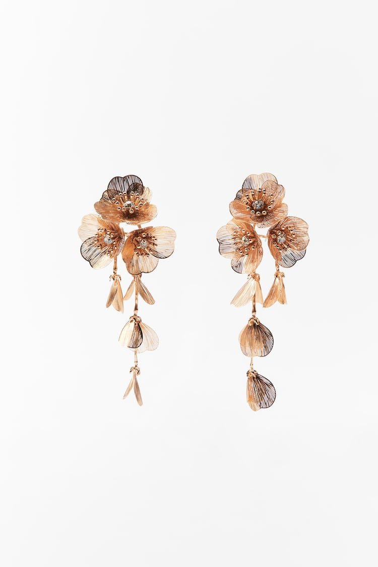 White flower store earrings zara