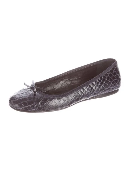 Prada Bow Croc Ballet Flats in Brown