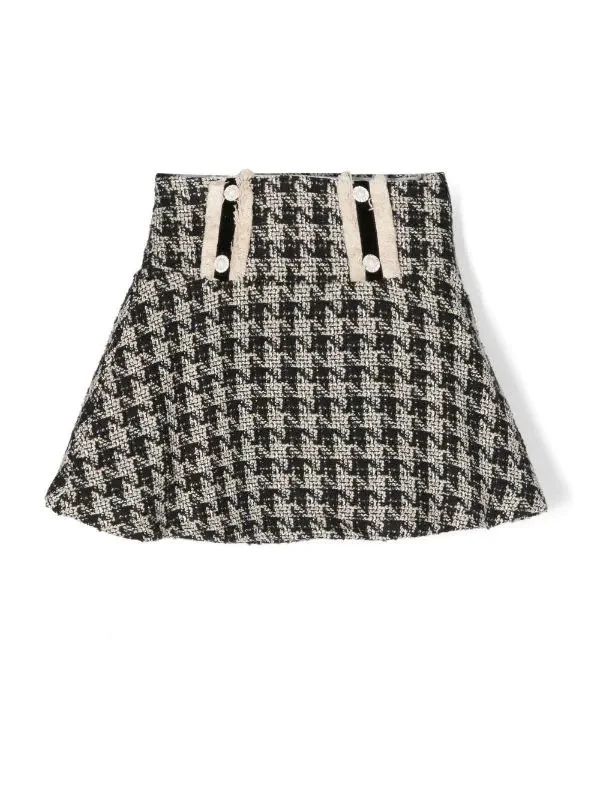Patachou Houndstooth Tweed Mini Skirt