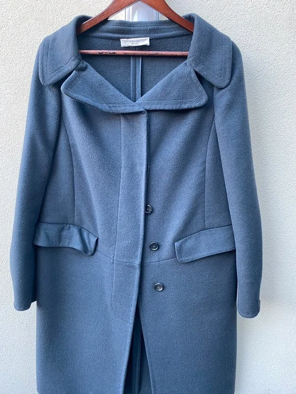 Prada Open Neckline Wool Coat in Red