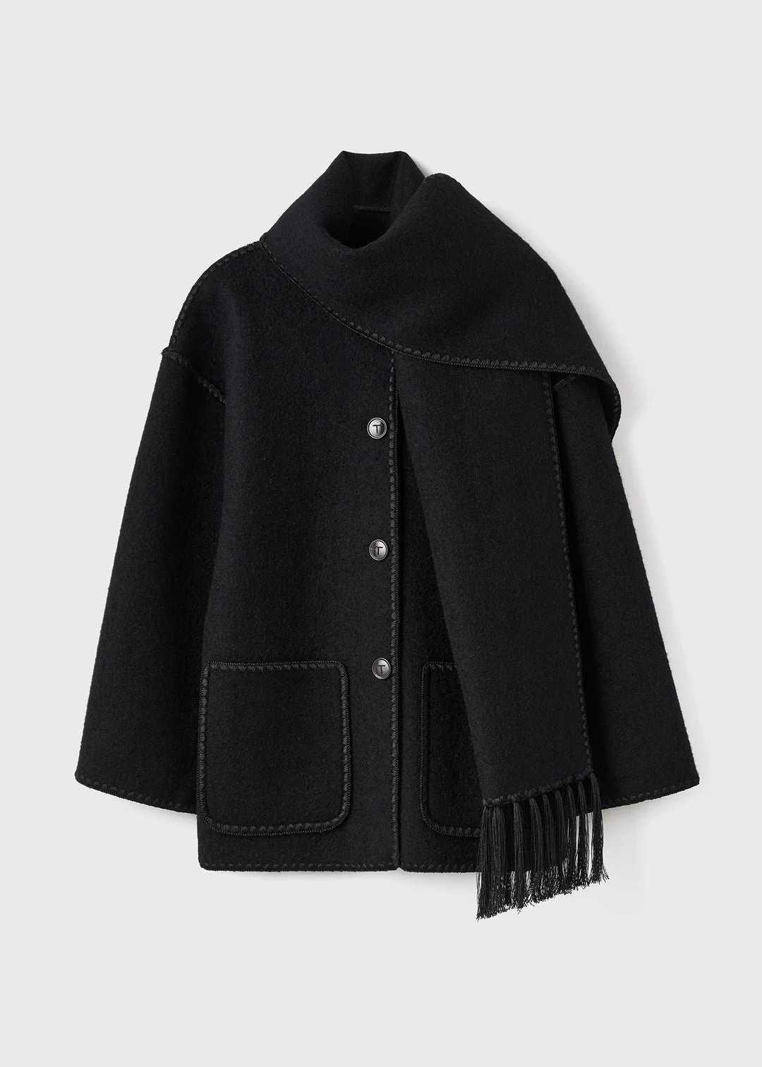 Toteme Embroidered Scarf Jacket in Black