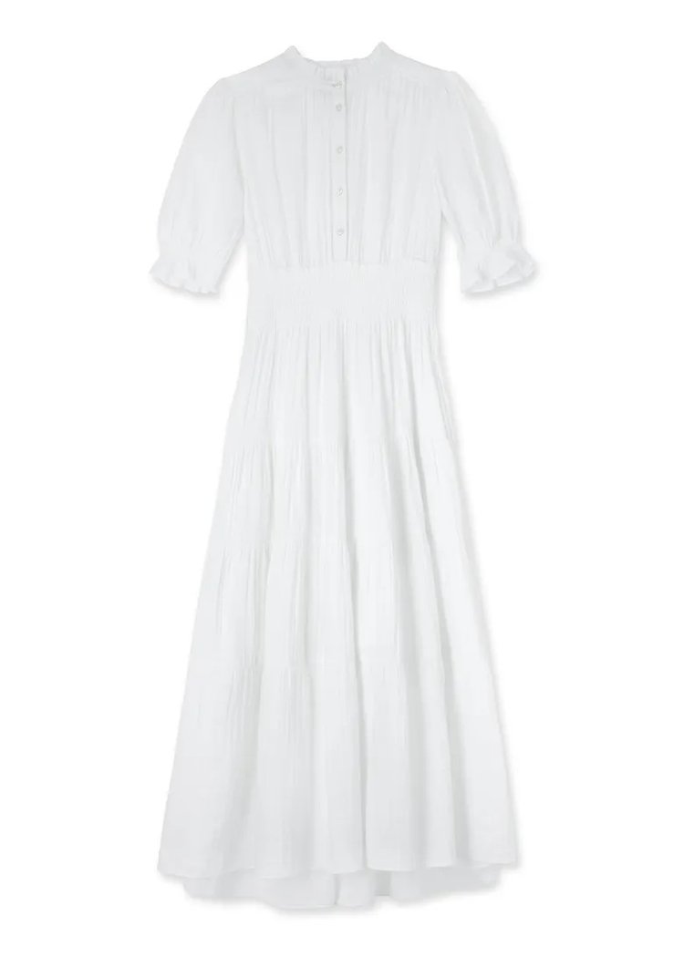 ME and EM Shirred Waist Maxi Dress in Soft White Cheesecloth — UFO No More