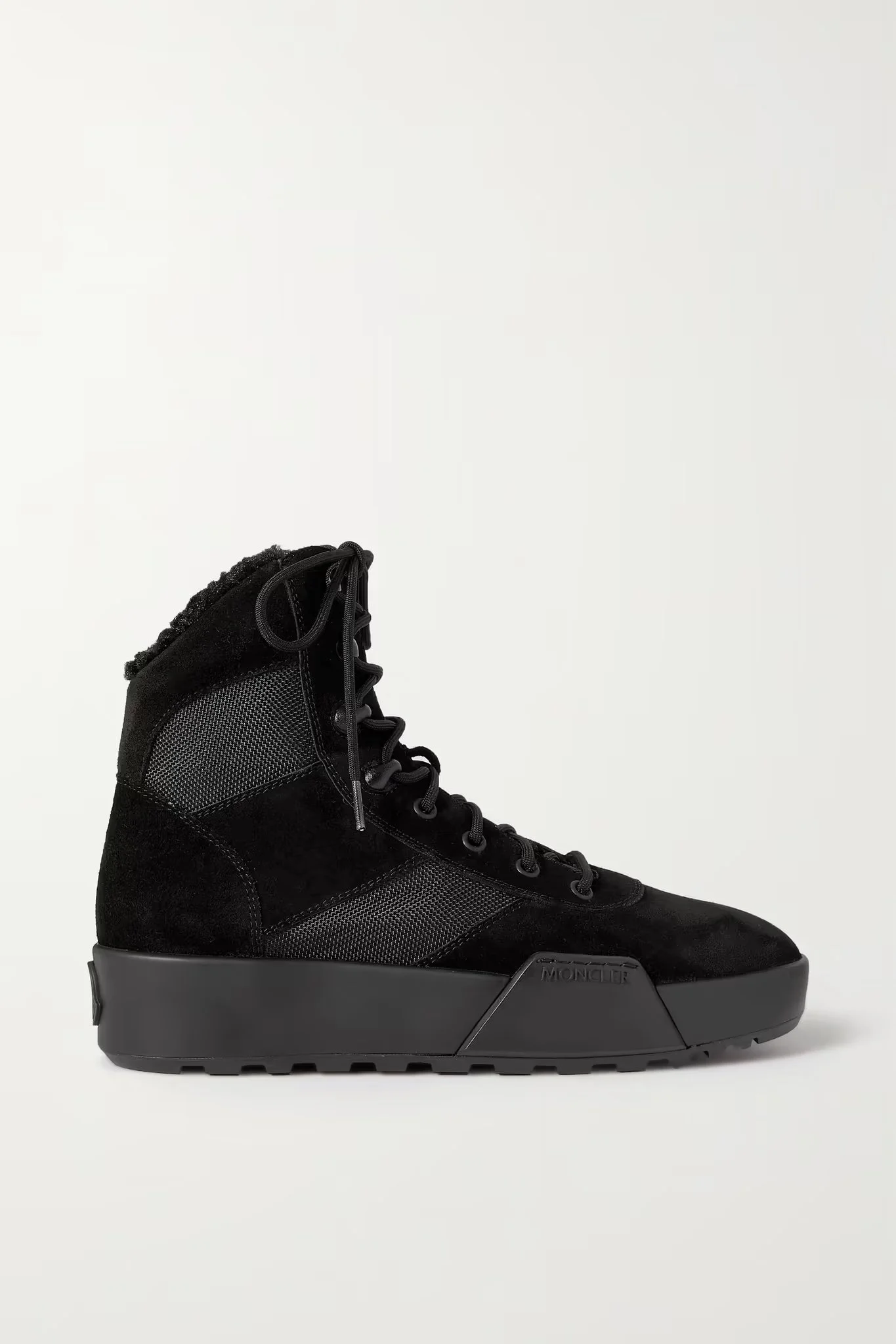 Moncler Promyx Shearling-lined Suede and Mesh Ankle Boots