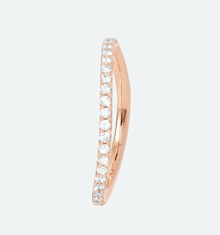 Ole Lynggaard Love Bands Curved Ring in 18K Rose Gold with Diamonds