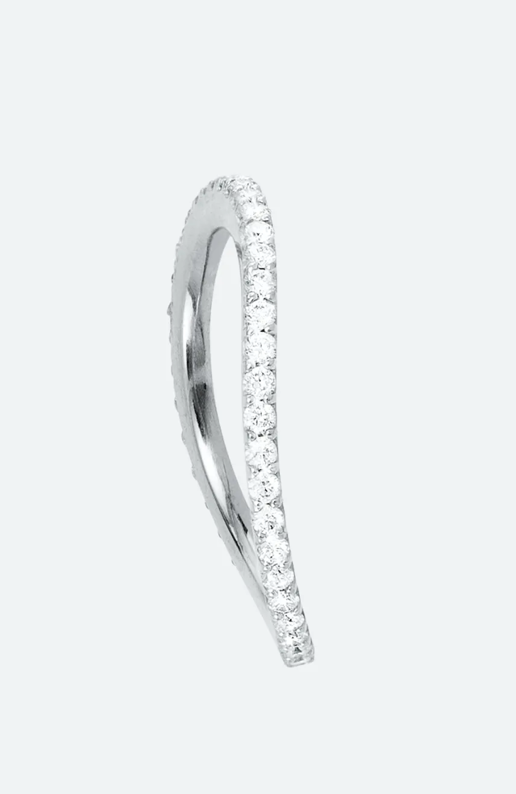 Ole Lynggaard Love Bands Curved Ring in 18K White Gold with Diamonds
