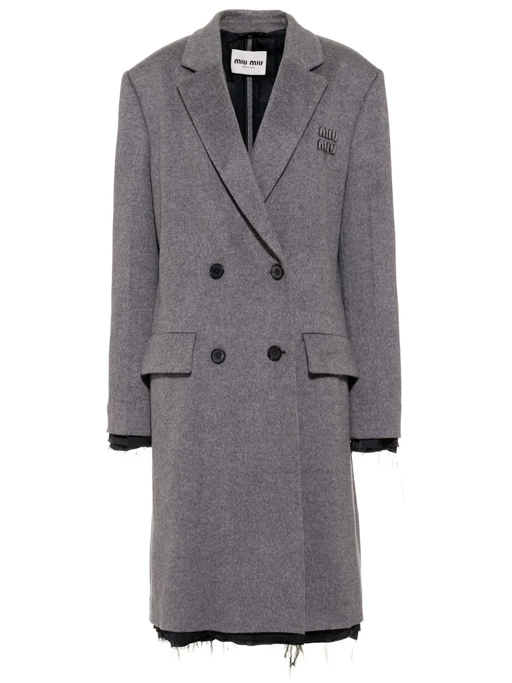Miu Miu Logo-Embroidered Double-Breasted Coat