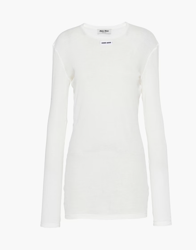 MiuMiu＊Ribbed jersey T-shirt コットンTシャツ＊送料込 Black Ribbed Jersey T-shirt | Miu Miu