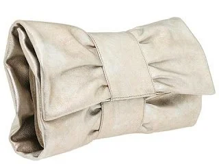 Furla Leather Bow Clutch in Beige Lizard