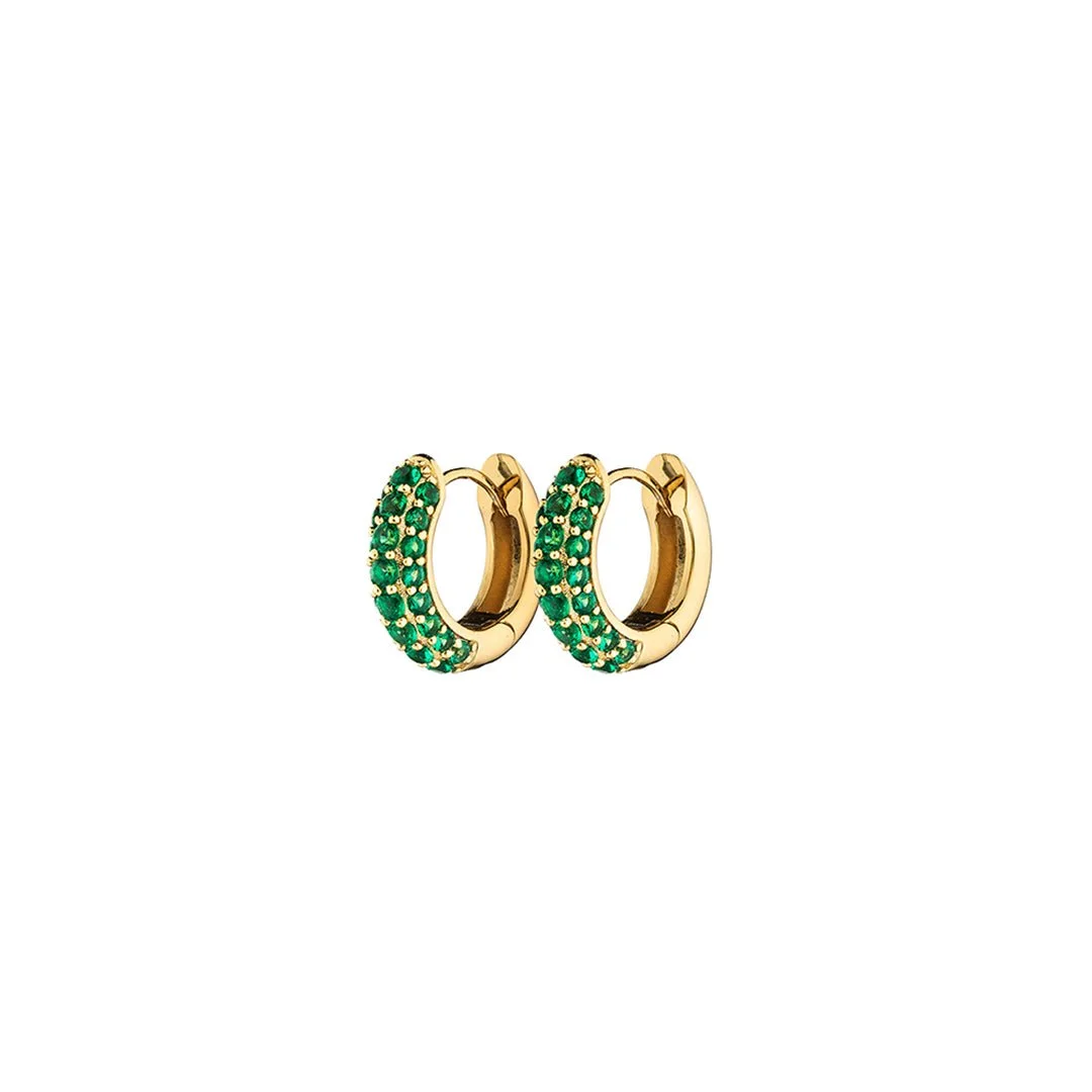 Charlotte Bonde Timeless Tiny Hoops in Green Spinel