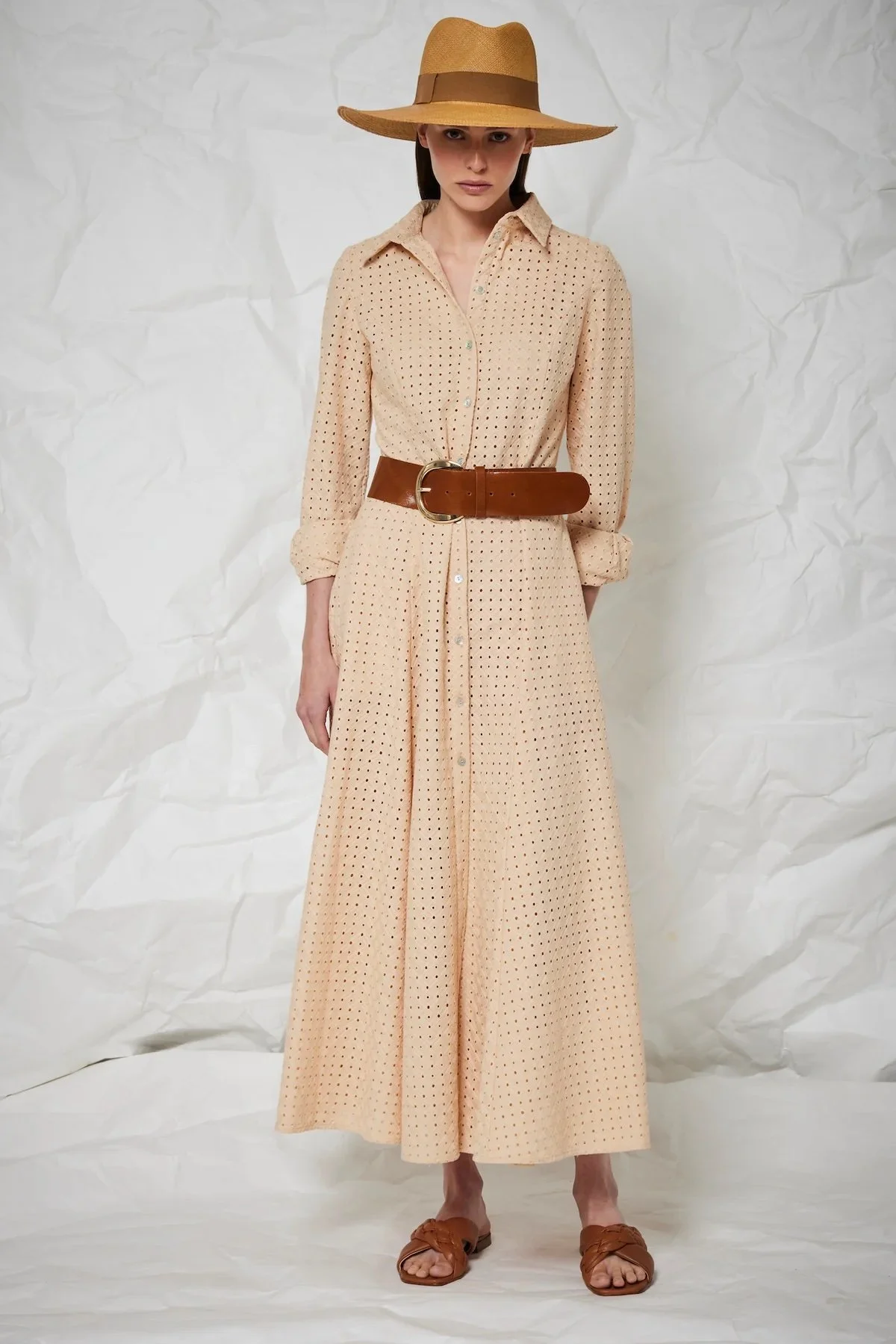 Scapa Chanelle Dress in Beige Embroidery