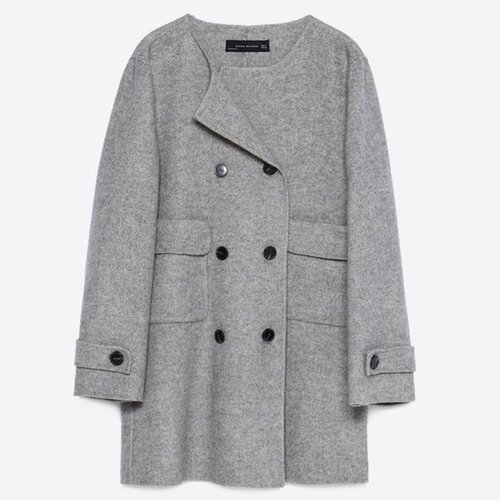 Zara Double Breasted Handmade Coat in Grey.jpeg