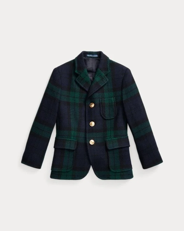 Ralph Lauren Boy Plaid Wool-blend Tweed Sport Coat