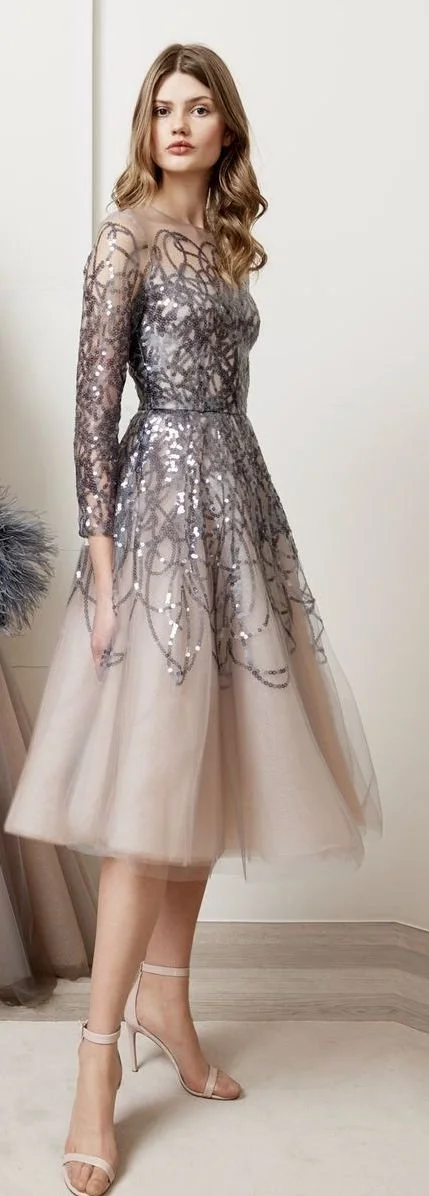 Natan Couture Embroidered Glitter Tulle Gown