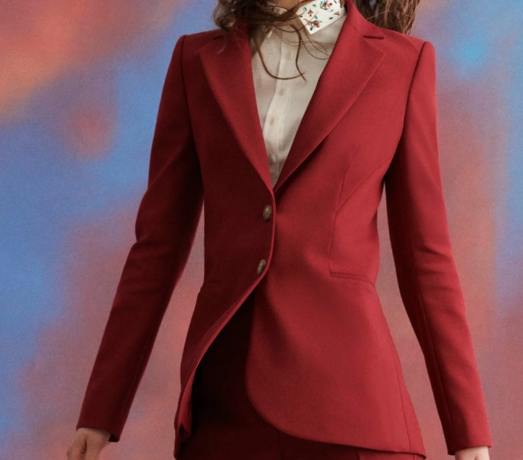 Carolina Herrera Longline Suit Jacket in Red