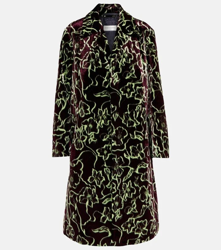 Dries Van Noten Printed Velvet Coat