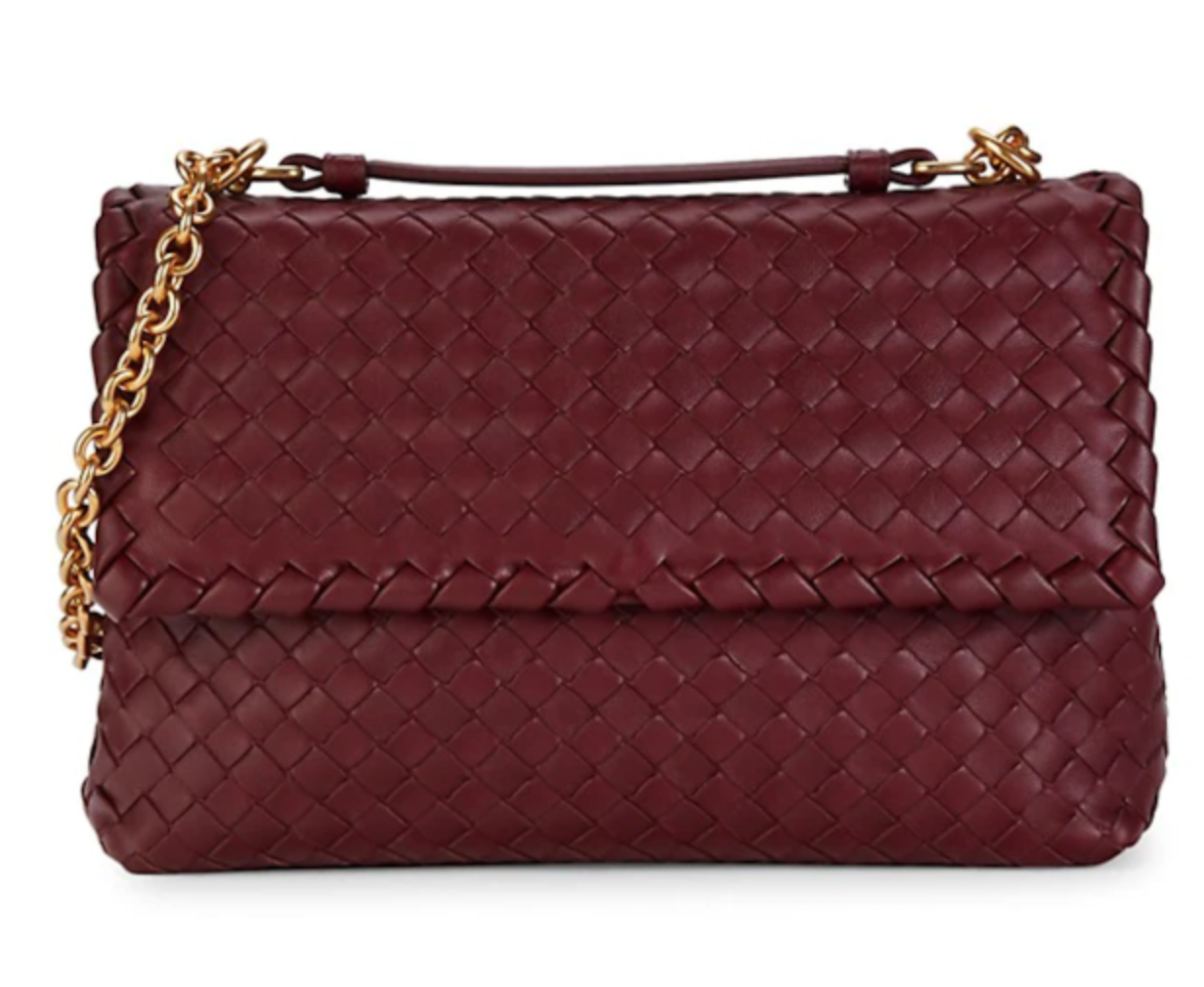 Bottega Veneta Baby Olimpia Intrecciato Shoulder Bag in Burgundy