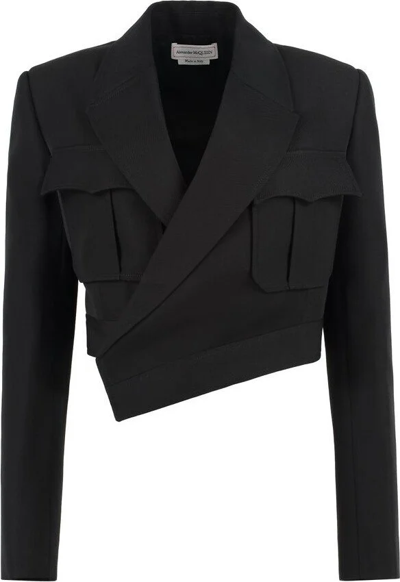 Alexander McQueen Cropped Wrap Blazer