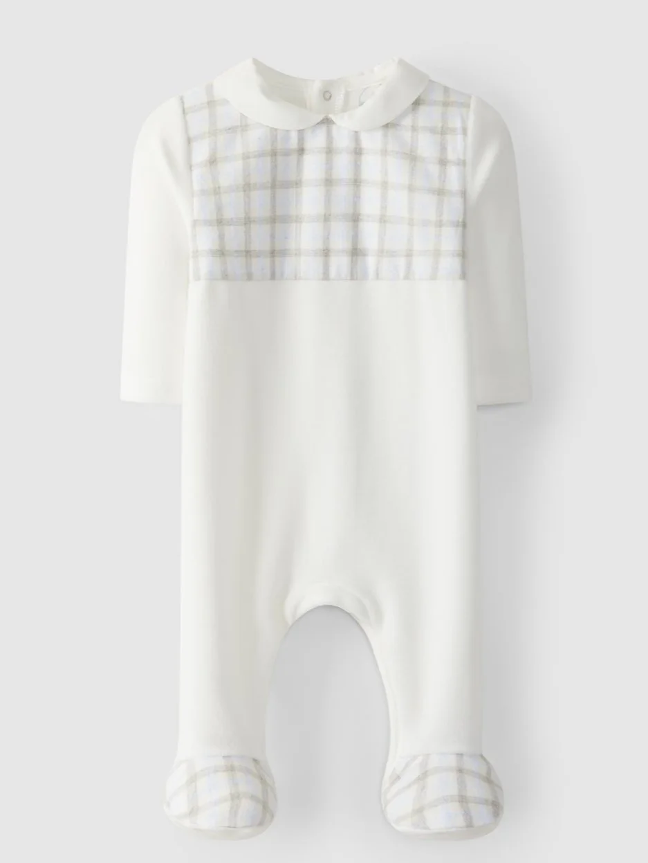Laranjinha Babygrow with Plaid Yoke
